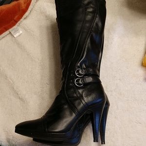 Knee high heeled boots